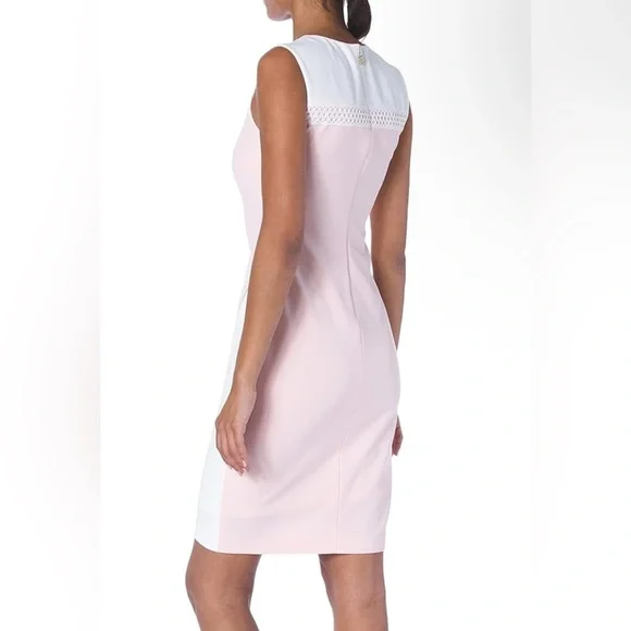 Tommy Hilfiger color block scuba asymmetrical sheath dress size 2 - Picture 2 of 8